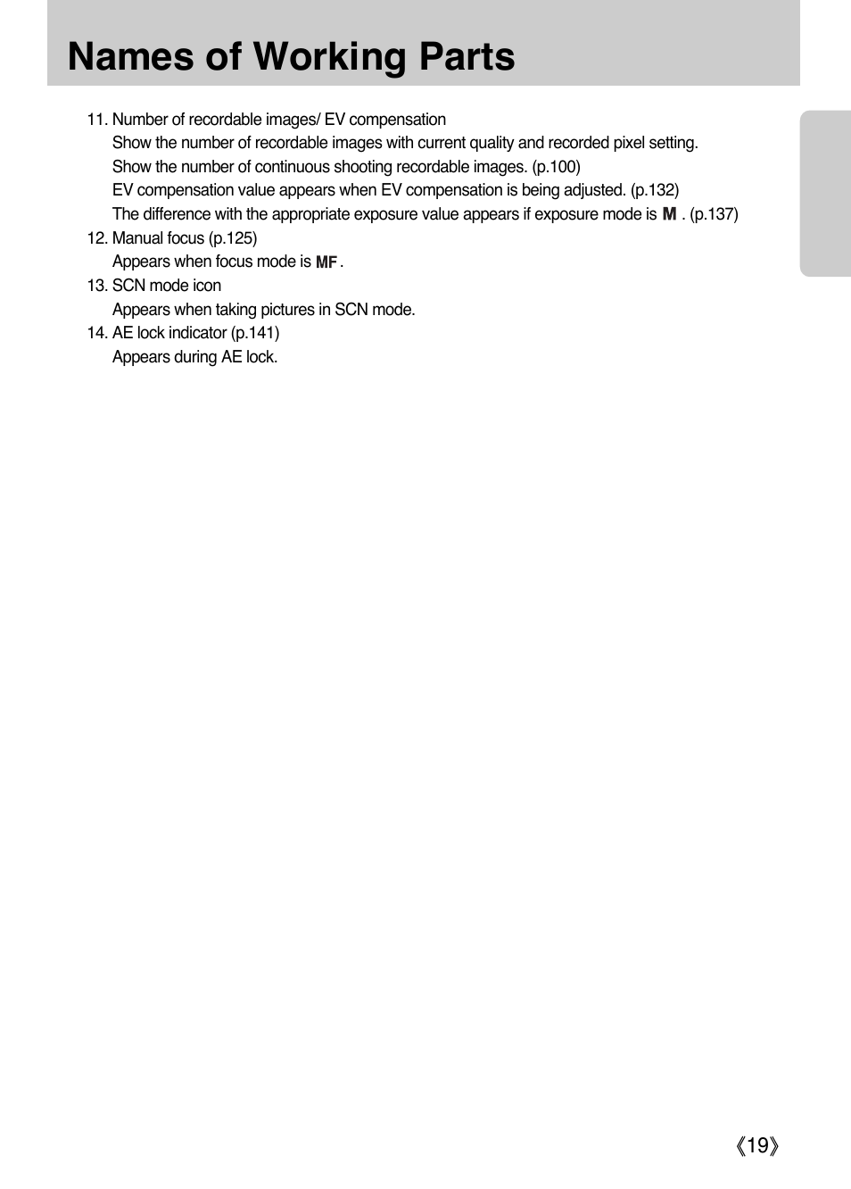 Names of working parts | Samsung ER-GX1LZBAA User Manual | Page 20 / 214