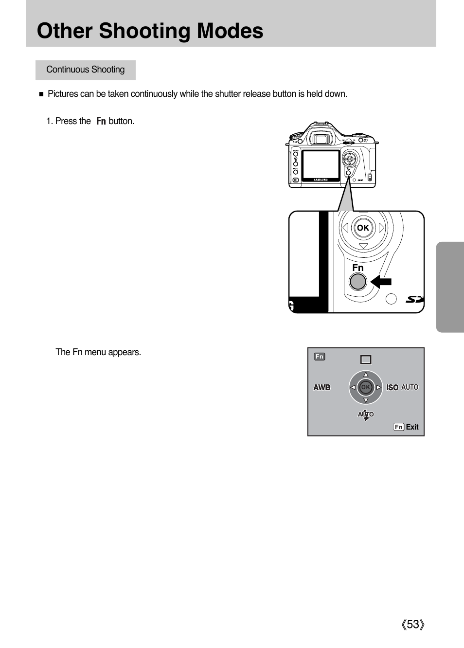 Other shooting modes, Ŝ53ş | Samsung ER-GX1LZBAA User Manual | Page 54 / 214