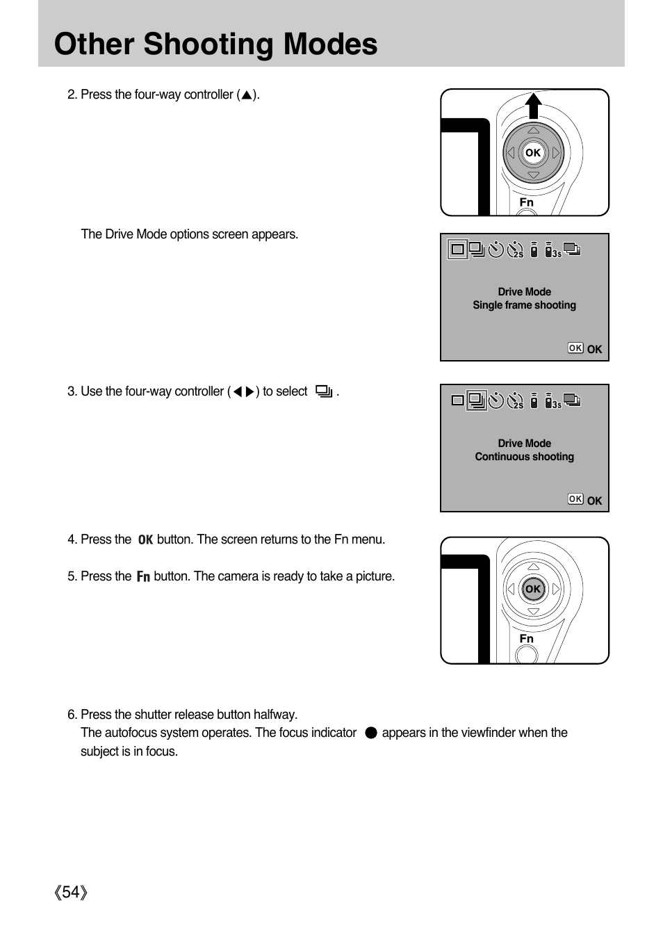 Other shooting modes, Ŝ54ş | Samsung ER-GX1LZBAA User Manual | Page 55 / 214