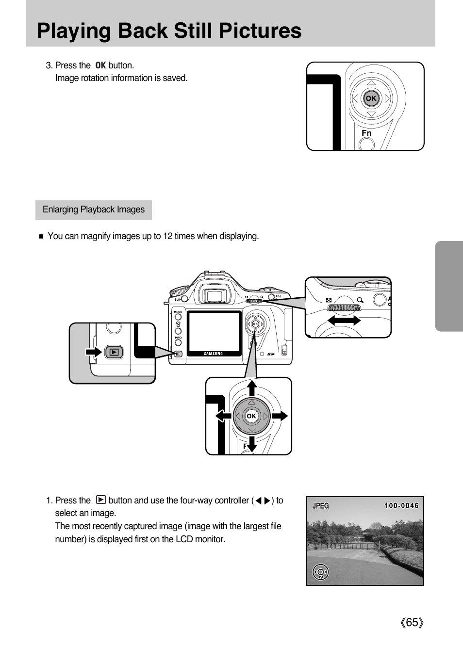 Playing back still pictures | Samsung ER-GX1LZBAA User Manual | Page 66 / 214