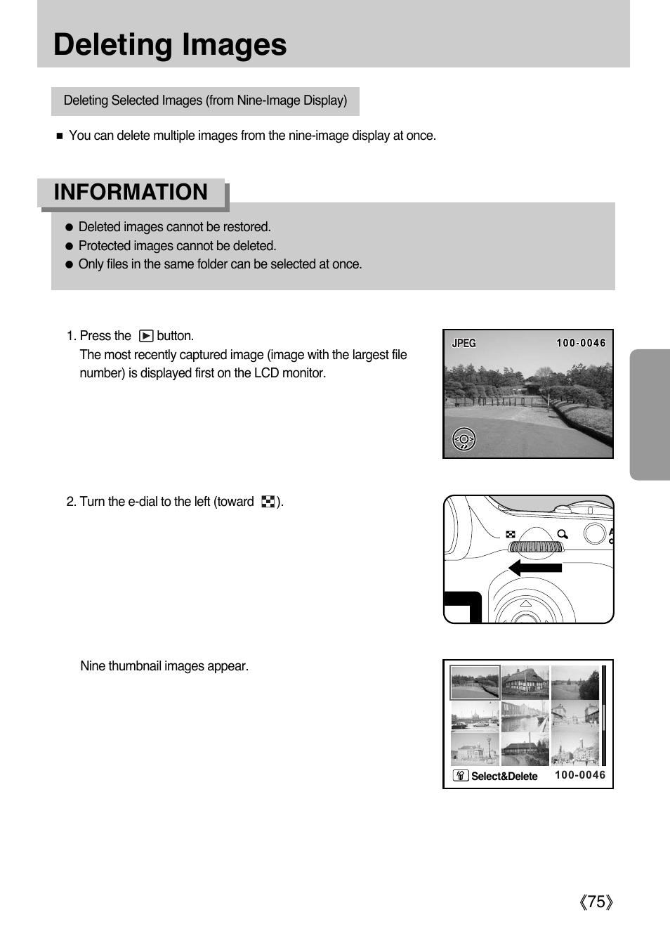 Deleting images, Information | Samsung ER-GX1LZBAA User Manual | Page 76 / 214