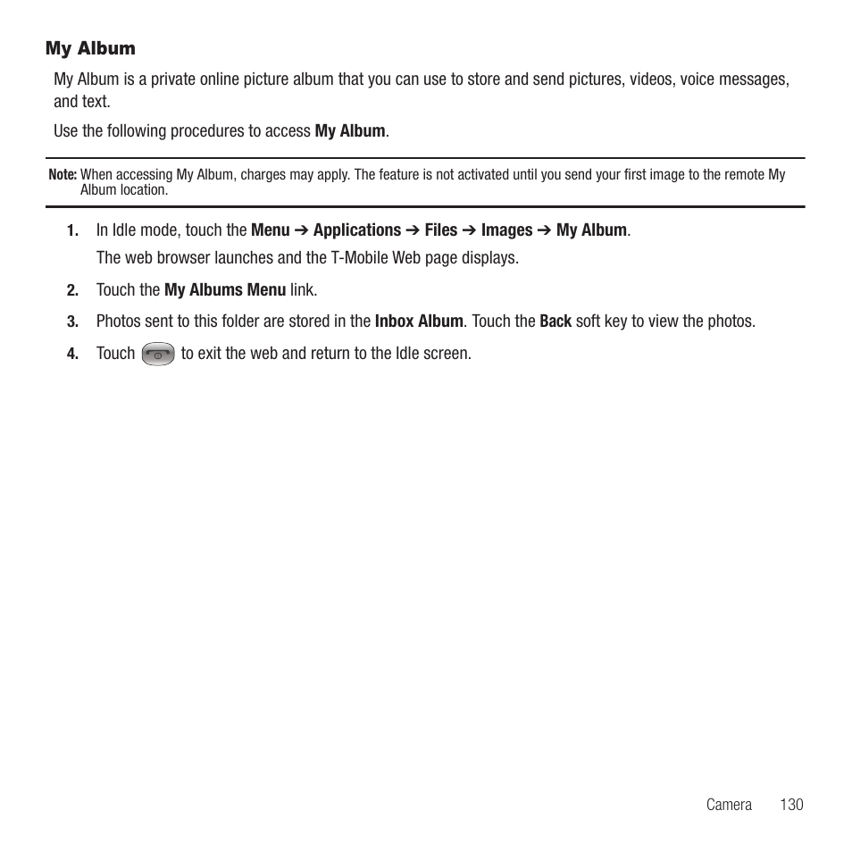 My album | Samsung SGH-T749ZAATMB User Manual | Page 133 / 199