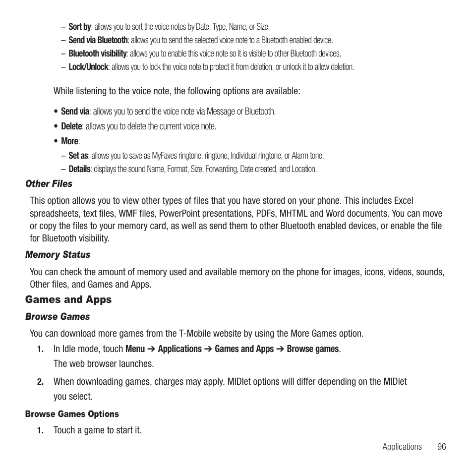 Games and apps | Samsung SGH-T749ZAATMB User Manual | Page 99 / 199