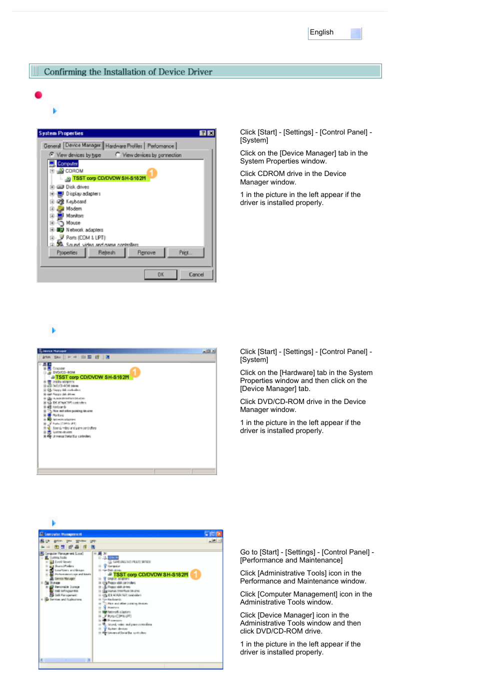 Confirming the installation of device driver | Samsung SH-S182D-BEWM User Manual | Page 18 / 31