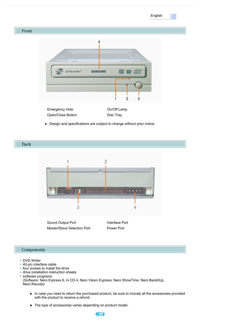 Features, Exterior | Samsung SH-S182D-BEWM User Manual | Page 8 / 31
