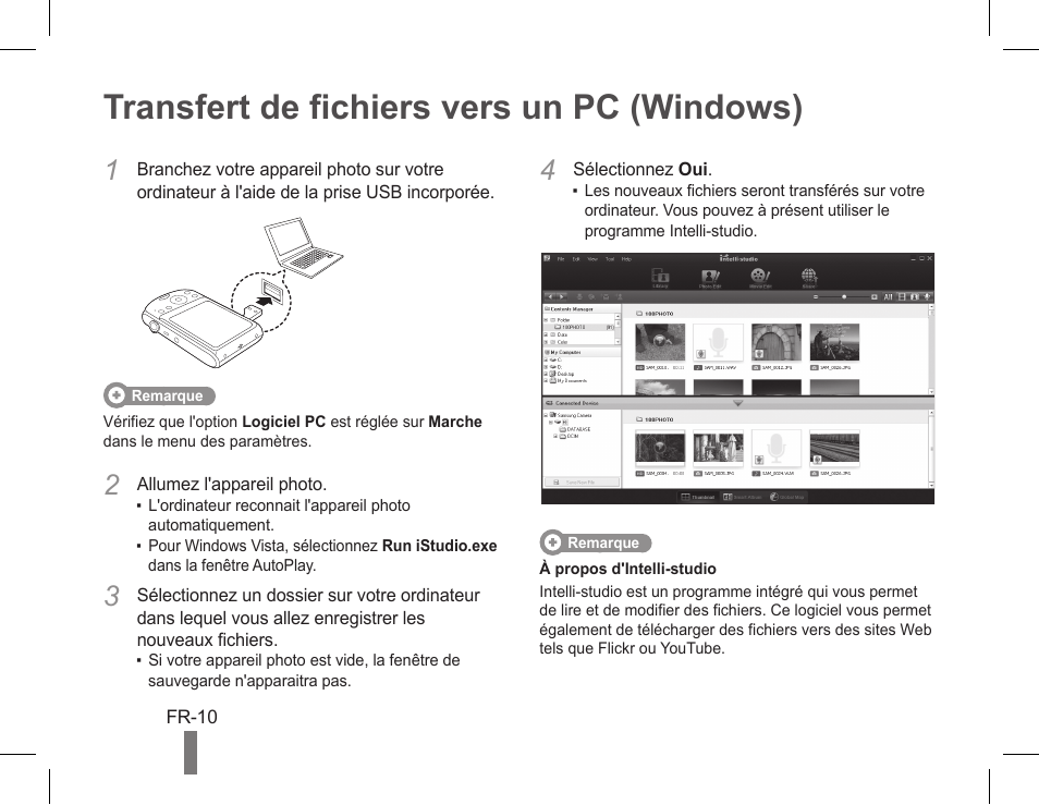 Transfert de fichiers vers un pc (windows) | Samsung EC-PL90ZZBPAUS User Manual | Page 30 / 142