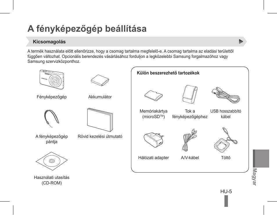 A fényképezőgép beállítása | Samsung EC-PL90ZZBPAUS User Manual | Page 75 / 142