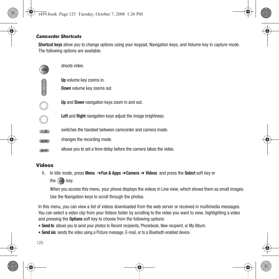 Videos | Samsung SEGT459LGATMB User Manual | Page 128 / 156
