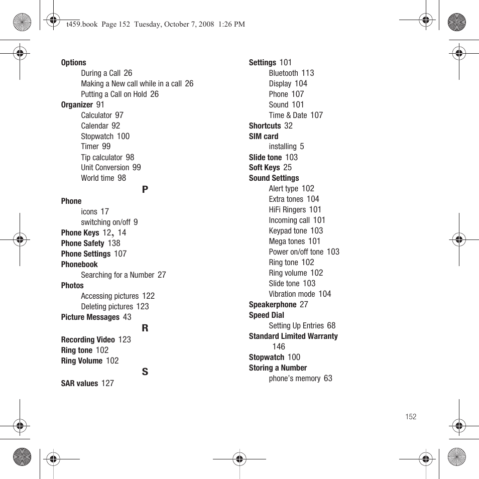 Samsung SEGT459LGATMB User Manual | Page 155 / 156