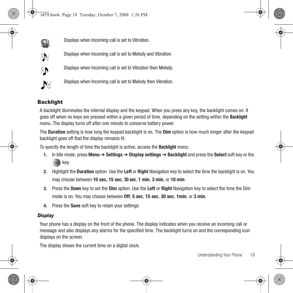 Backlight | Samsung SEGT459LGATMB User Manual | Page 21 / 156