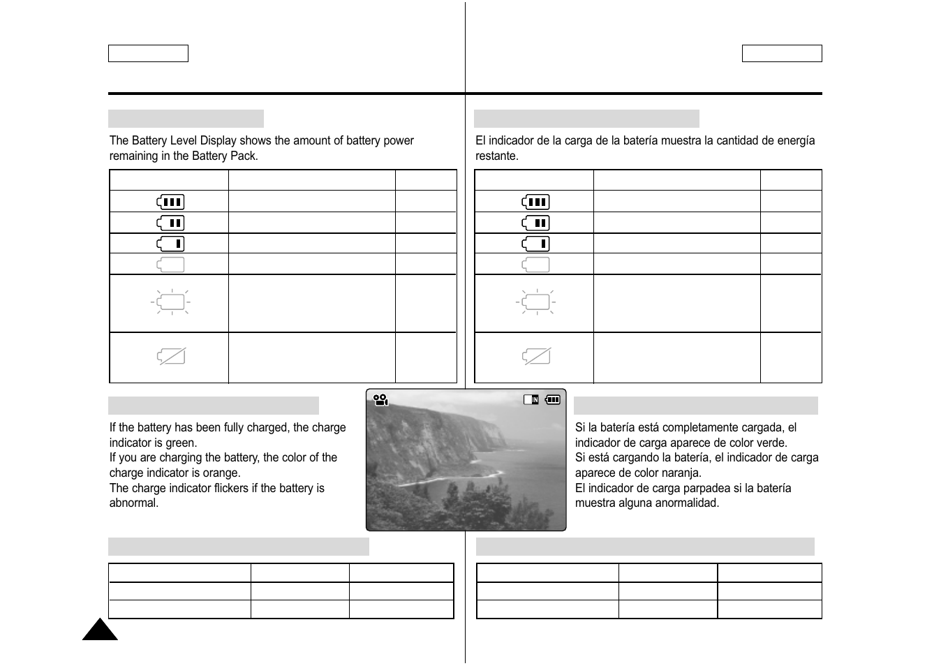 How to use the battery pack uso de la batería | Samsung SC-M105S-XAA User Manual | Page 22 / 128