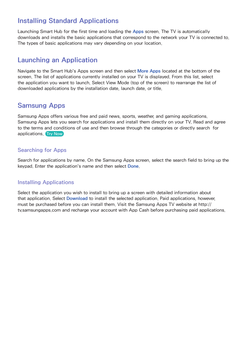 122 installing standard applications, 122 launching an application, 122 samsung apps | 122 searching for apps, 122 installing applications, E "samsung apps" fo, Installing standard applications, Launching an application, Samsung apps | Samsung UN55F8000AFXZA User Manual | Page 129 / 179