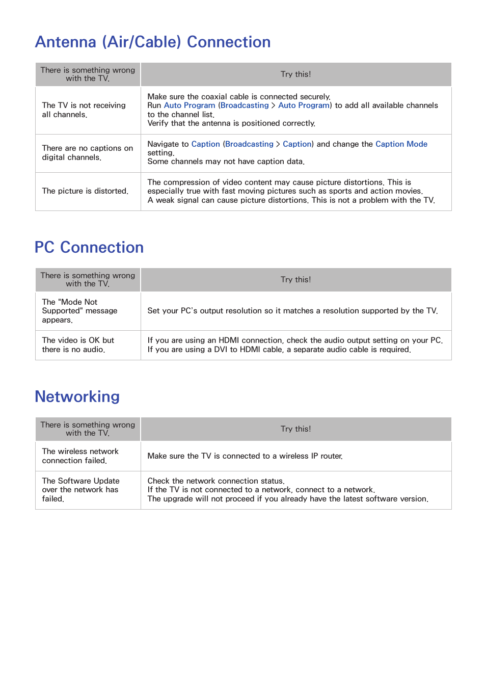 Antenna (air/cable) connection, Pc connection, Networking | Samsung UN55F8000AFXZA User Manual | Page 173 / 179