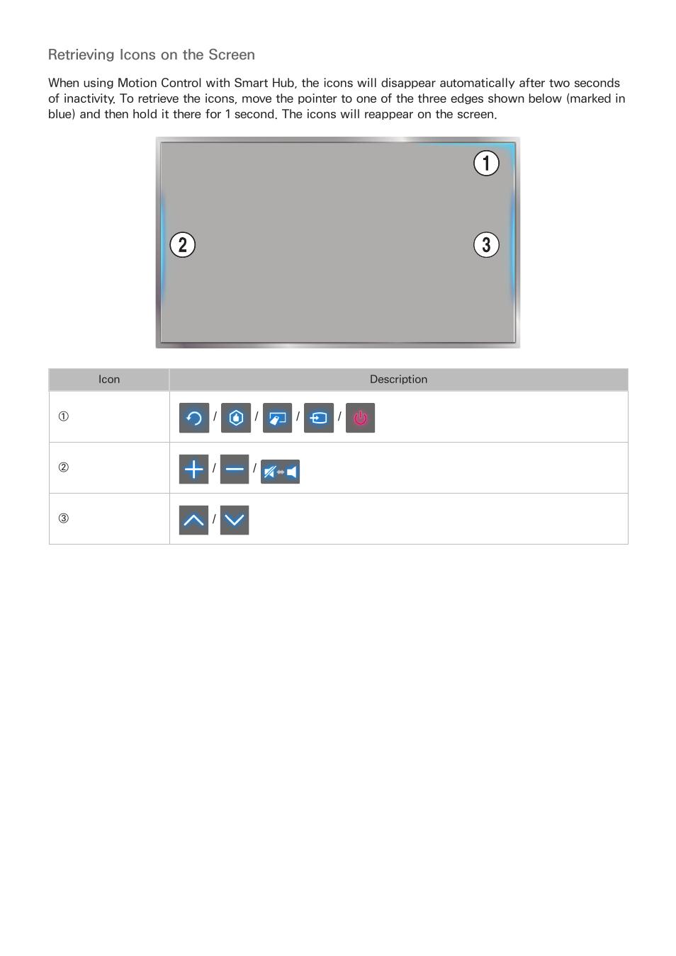 Retrieving icons on the screen | Samsung UN55F8000AFXZA User Manual | Page 72 / 179