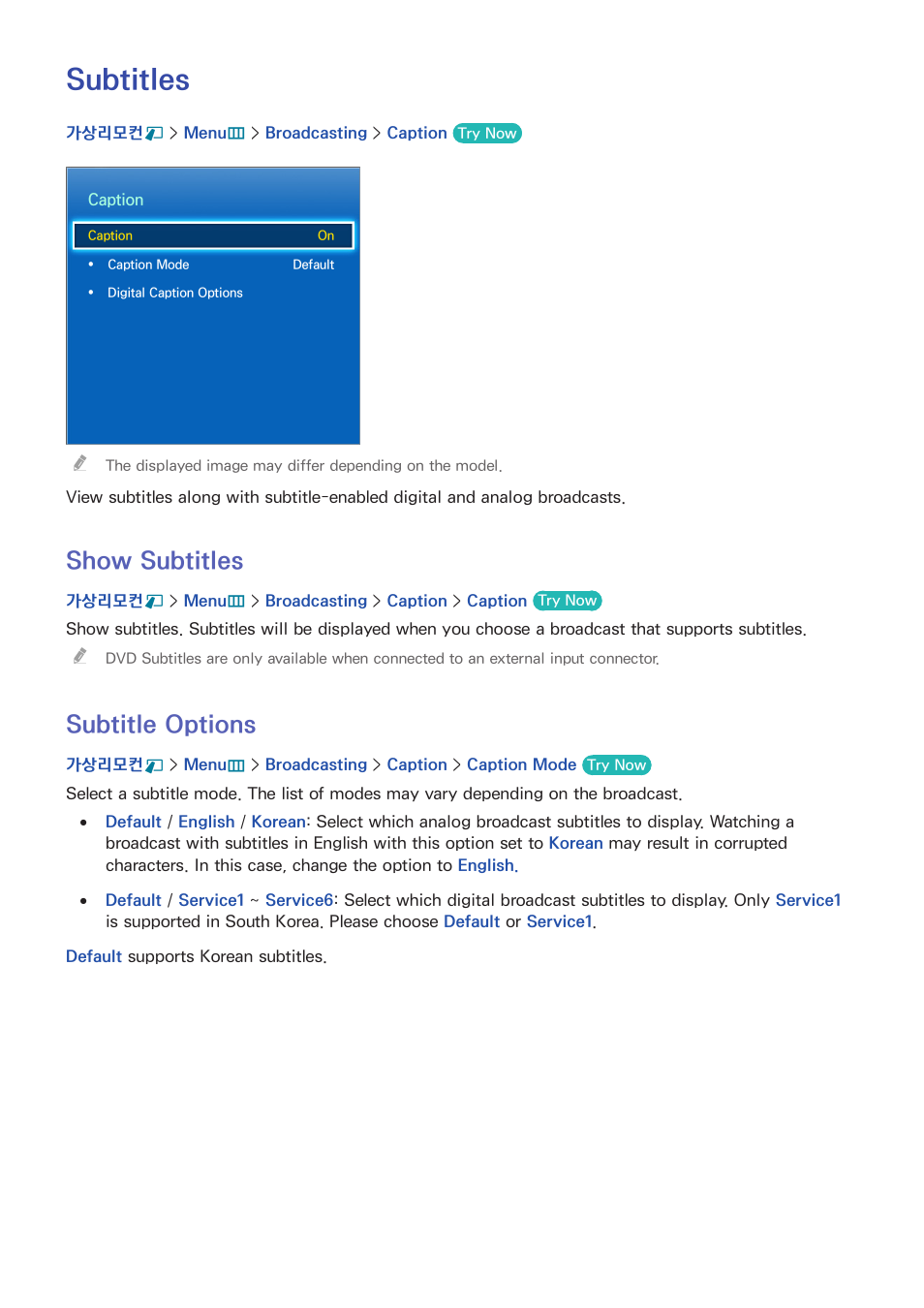 Subtitles, 92 show subtitles, 92 subtitle options | Show subtitles, Subtitle options | Samsung UN55F8000AFXZA User Manual | Page 99 / 179