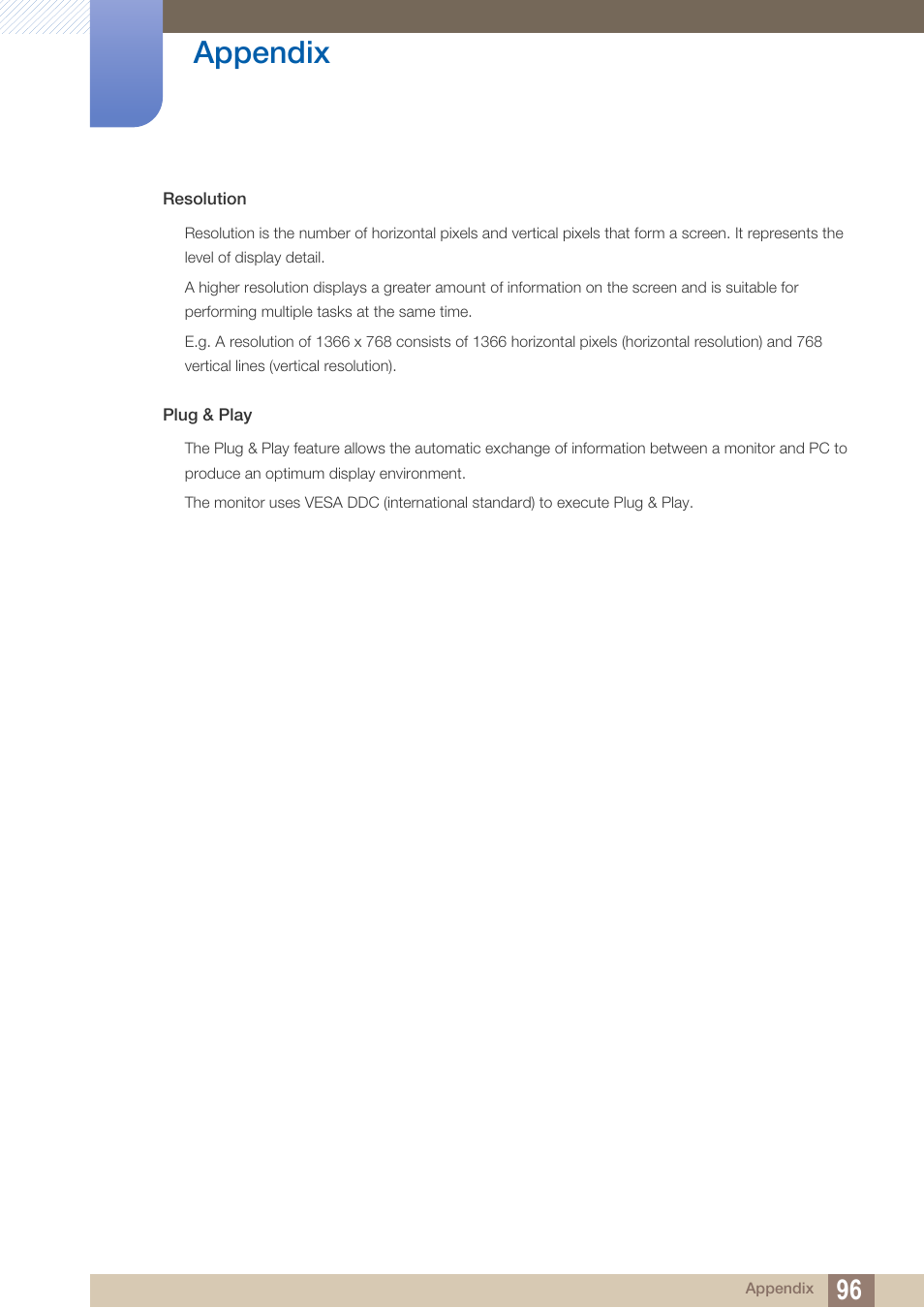 Appendix | Samsung LS24C370HL-ZA User Manual | Page 96 / 98