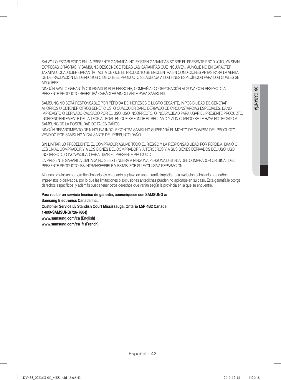 Samsung DV435ETGJWR-A1 User Manual | Page 139 / 144