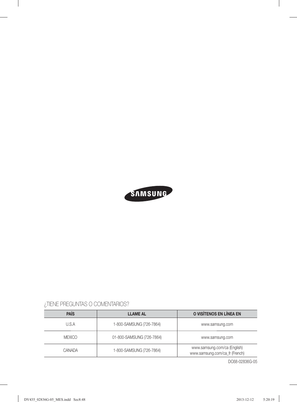 Tiene preguntas o comentarios | Samsung DV435ETGJWR-A1 User Manual | Page 144 / 144