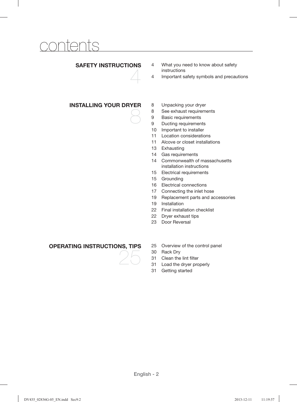 Samsung DV435ETGJWR-A1 User Manual | Page 2 / 144