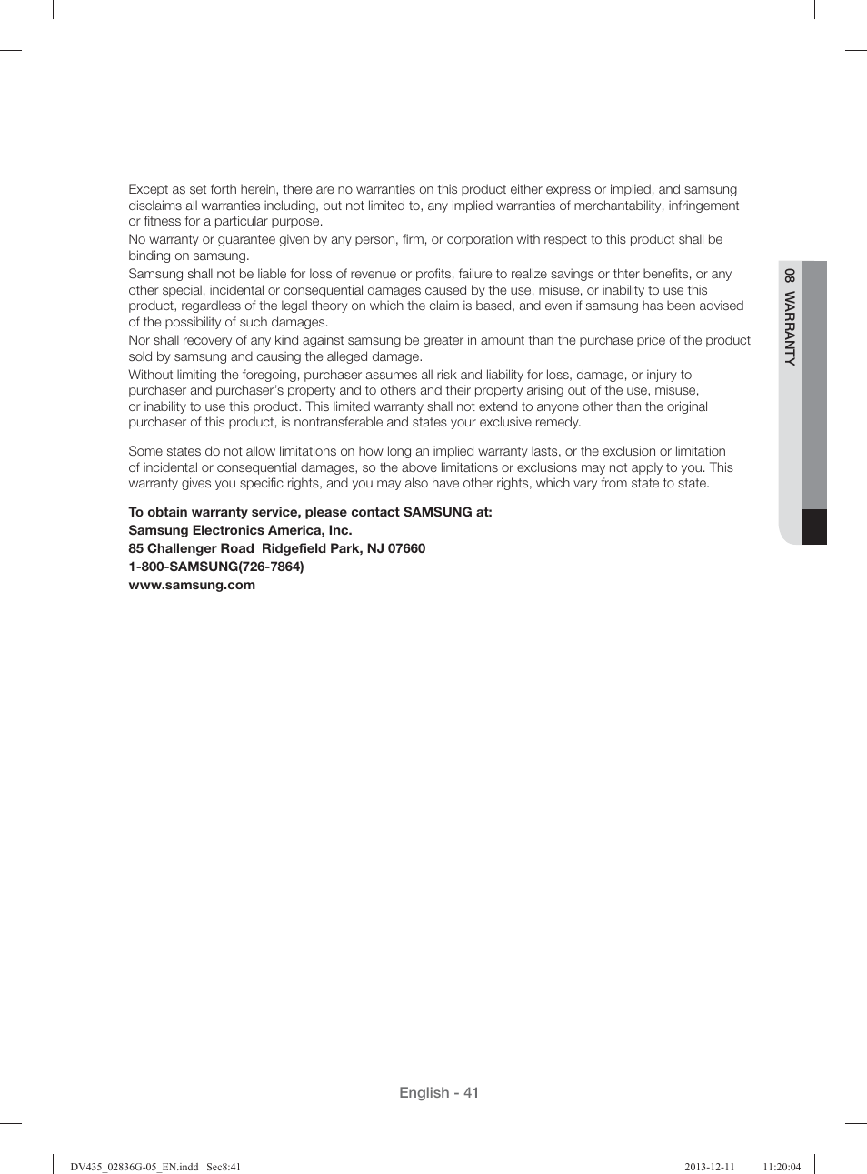 Samsung DV435ETGJWR-A1 User Manual | Page 41 / 144