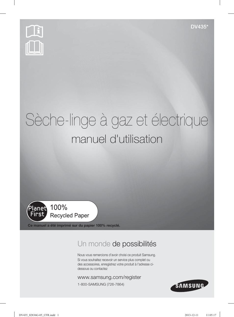 Sèche-linge à gaz et électrique, Manuel d'utilisation, Un monde de possibilités | Samsung DV435ETGJWR-A1 User Manual | Page 49 / 144