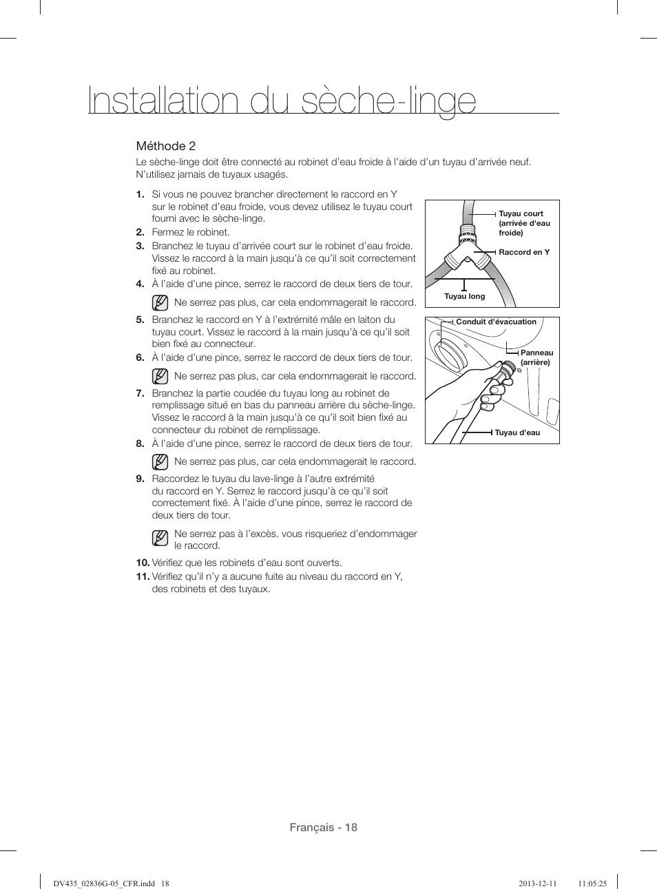 Installation du sèche-linge | Samsung DV435ETGJWR-A1 User Manual | Page 66 / 144