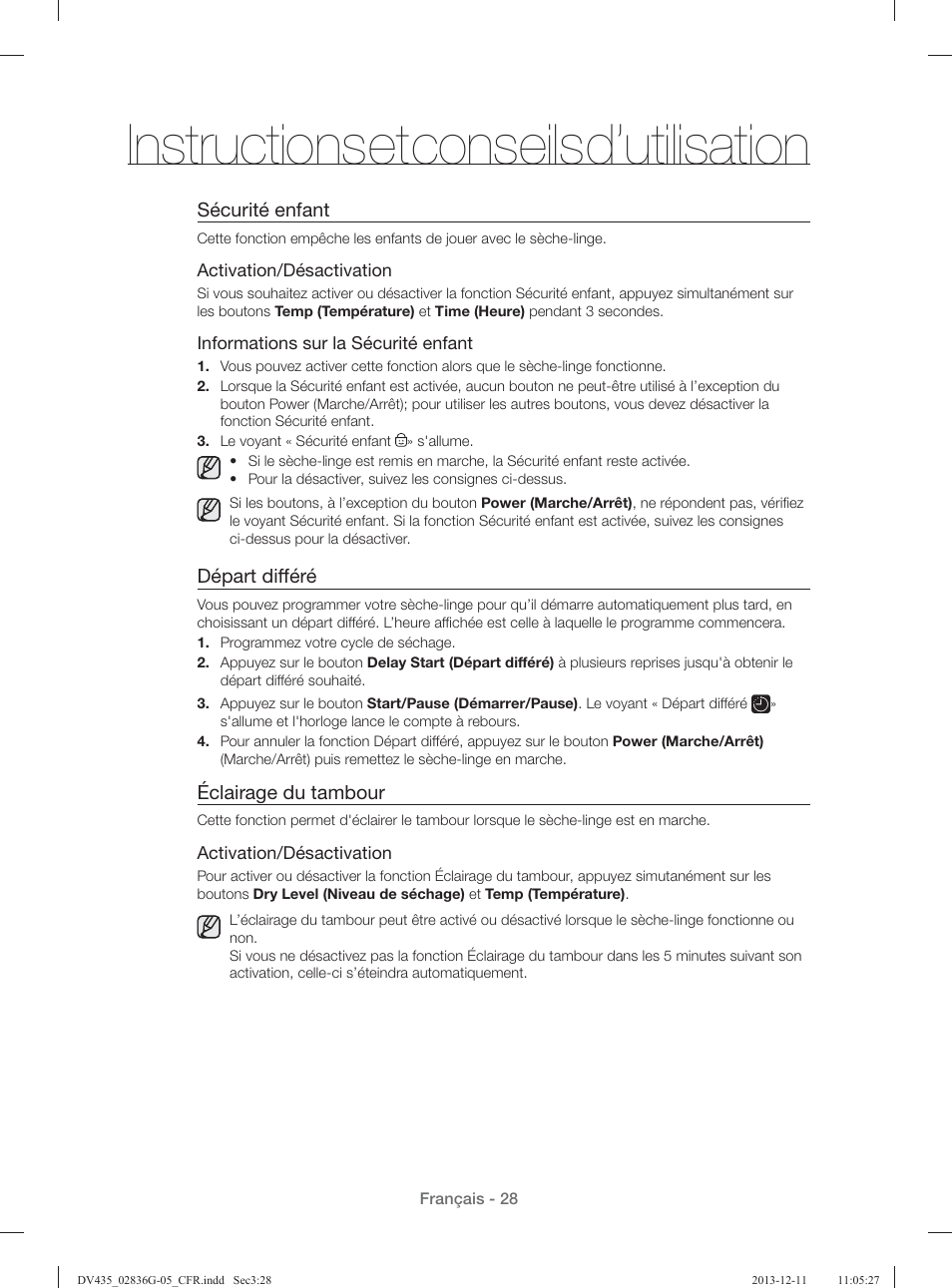 Instructions et conseils d’utilisation | Samsung DV435ETGJWR-A1 User Manual | Page 76 / 144