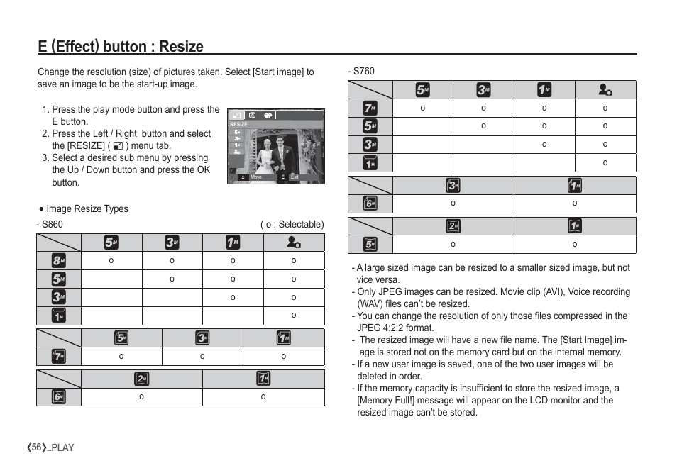 E (effect) button : resize | Samsung EC-S860ZSBA-US User Manual | Page 57 / 94