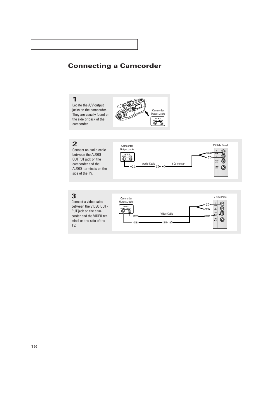 Connecting a camcorder | Samsung TXP2728X-XAC User Manual | Page 18 / 64