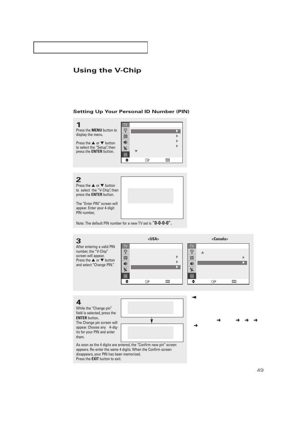 Using the v-chip | Samsung TXP2728X-XAC User Manual | Page 49 / 64