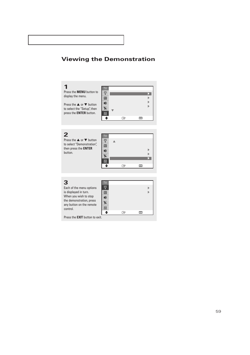 Viewing the demonstration | Samsung TXP2728X-XAC User Manual | Page 59 / 64