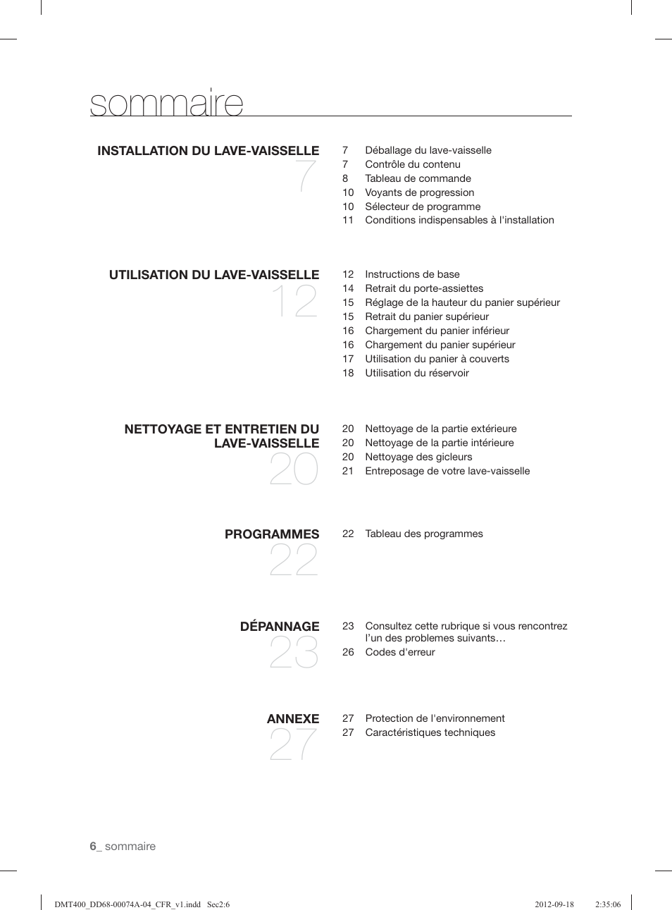 Sommaire | Samsung DMT400RHS-XAA User Manual | Page 38 / 96