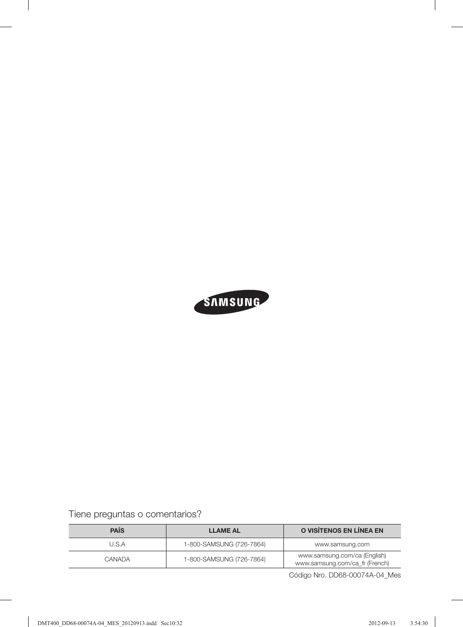 Tiene preguntas o comentarios | Samsung DMT400RHS-XAA User Manual | Page 96 / 96