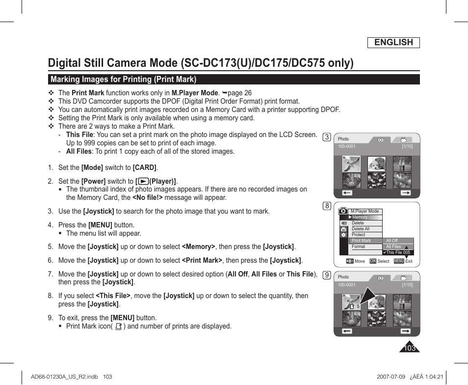 Marking images for printing (print mark), English | Samsung SC-DC575-XAA User Manual | Page 103 / 128