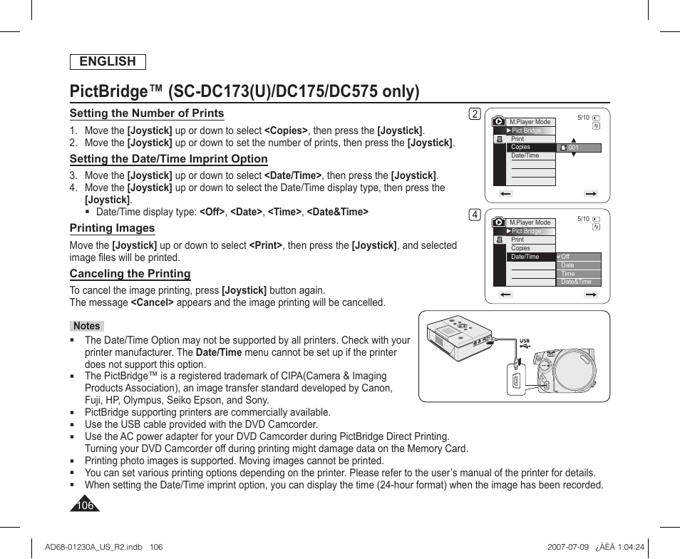 English | Samsung SC-DC575-XAA User Manual | Page 106 / 128