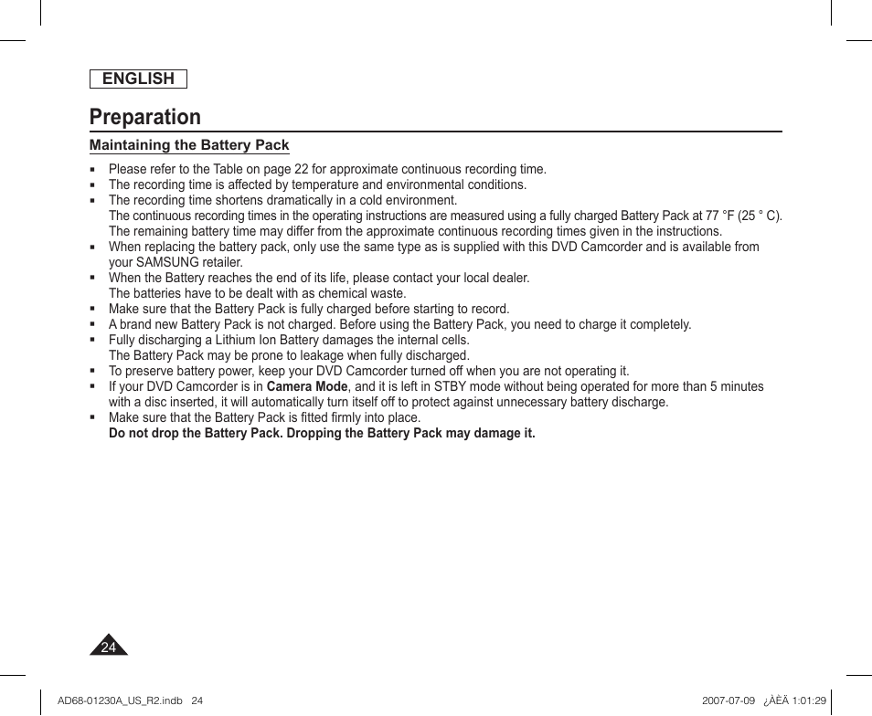 Preparation | Samsung SC-DC575-XAA User Manual | Page 24 / 128