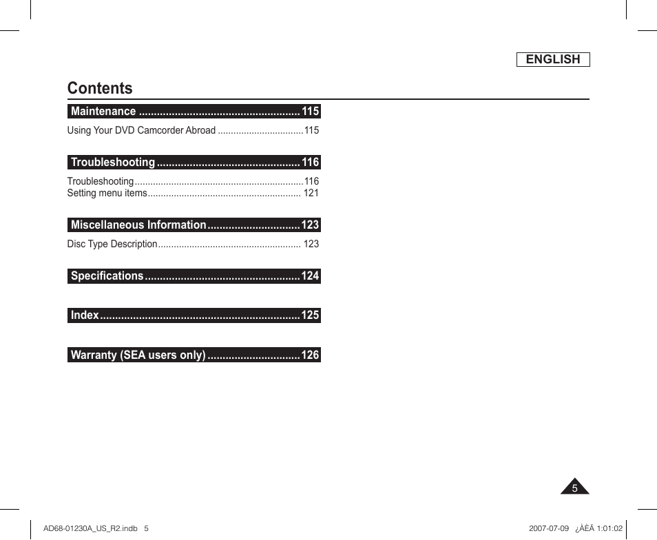 Samsung SC-DC575-XAA User Manual | Page 5 / 128