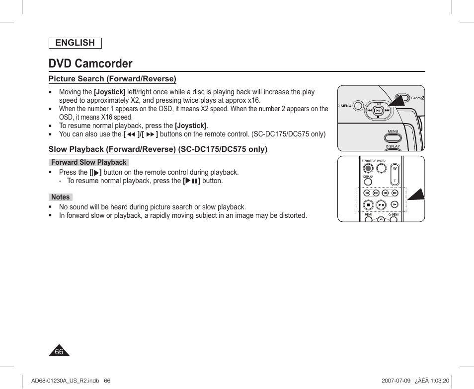 Dvd camcorder | Samsung SC-DC575-XAA User Manual | Page 66 / 128