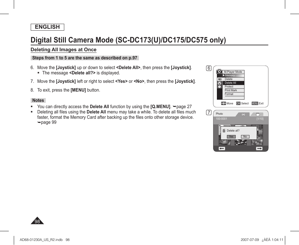 English | Samsung SC-DC575-XAA User Manual | Page 98 / 128