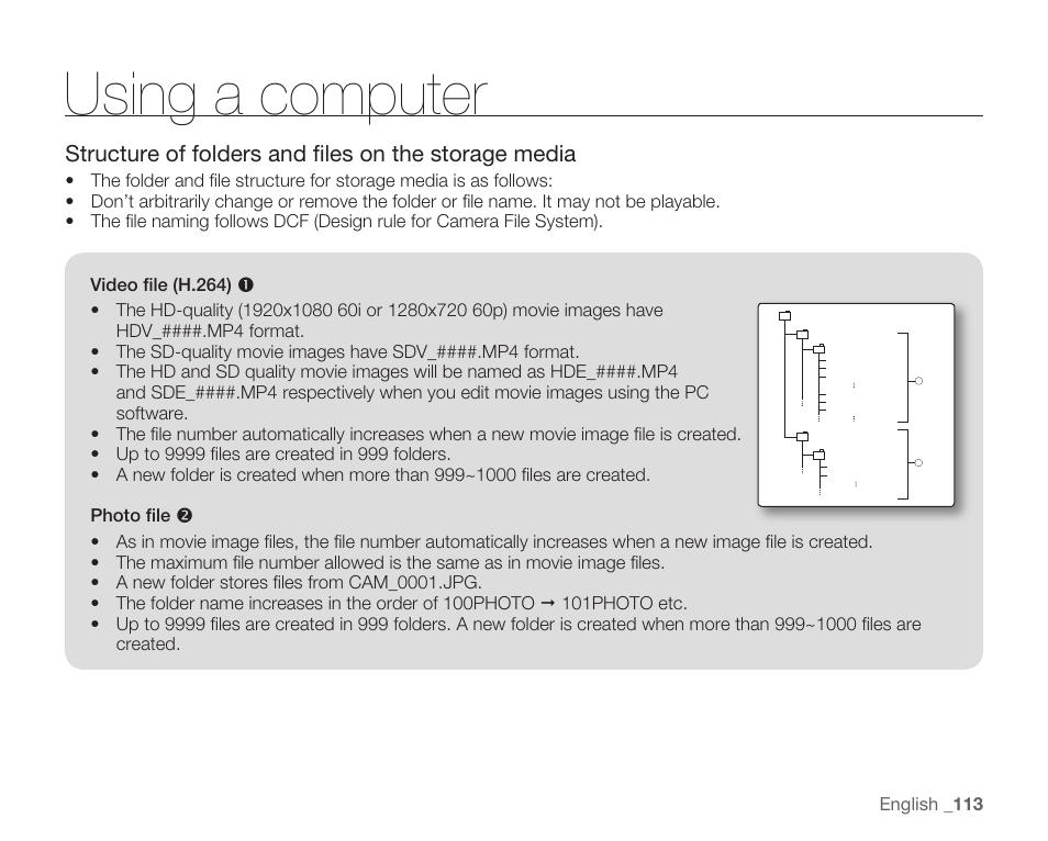 Using a computer | Samsung HMX-H105BN-XAA User Manual | Page 127 / 147