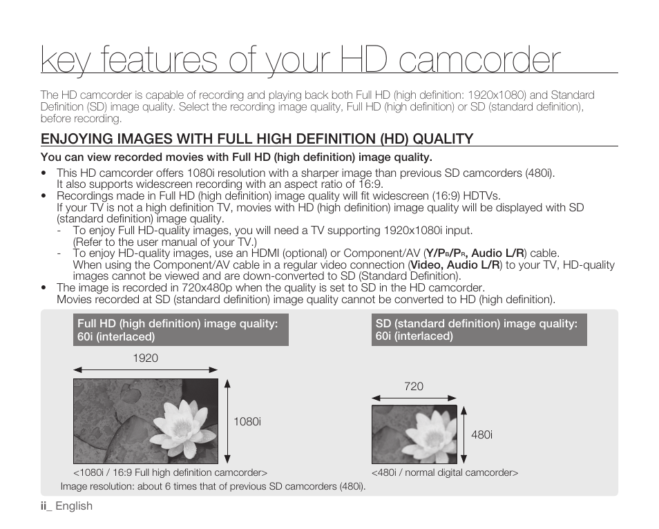 Key features of your hd camcorder | Samsung HMX-H105BN-XAA User Manual | Page 2 / 147