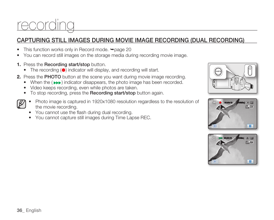 Recording | Samsung HMX-H105BN-XAA User Manual | Page 50 / 147