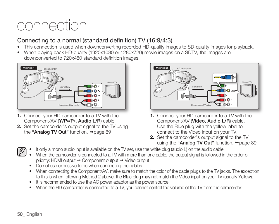 Connection | Samsung HMX-H105BN-XAA User Manual | Page 64 / 147