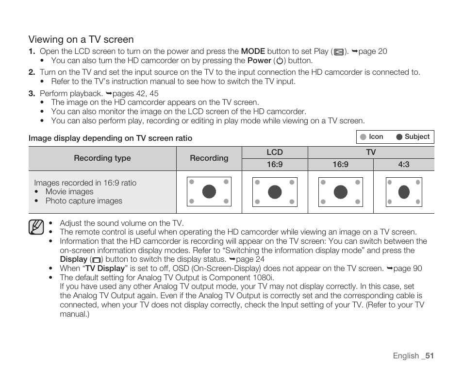 Viewing on a tv screen | Samsung HMX-H105BN-XAA User Manual | Page 65 / 147