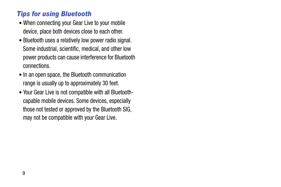 Tips for using bluetooth | Samsung SM-R3820ZKAXAR User Manual | Page 14 / 49