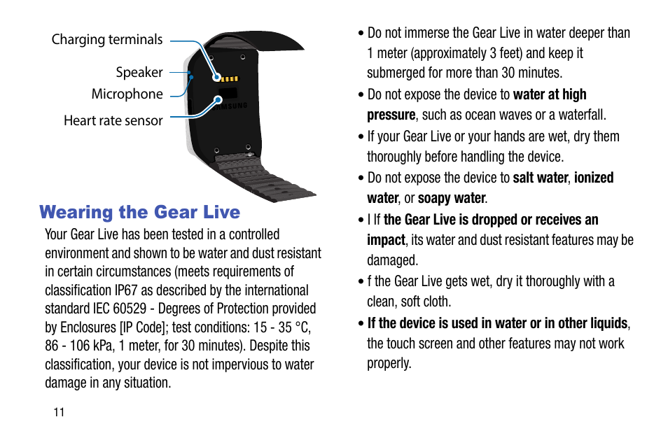 Wearing the gear live | Samsung SM-R3820ZKAXAR User Manual | Page 16 / 49