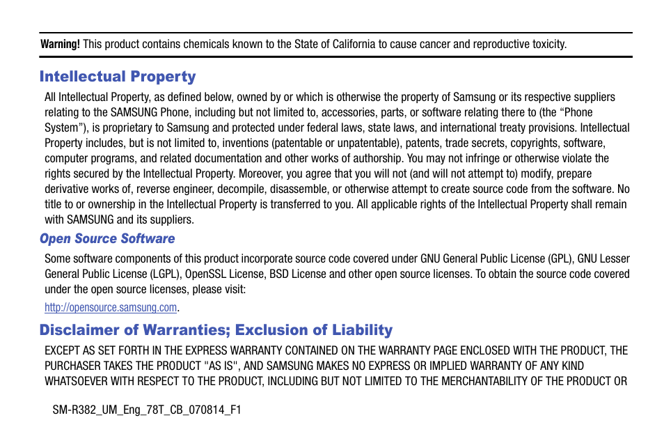 Open source software | Samsung SM-R3820ZKAXAR User Manual | Page 2 / 49