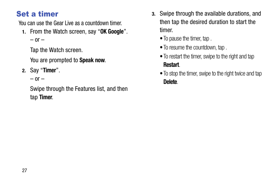 Set a timer | Samsung SM-R3820ZKAXAR User Manual | Page 32 / 49