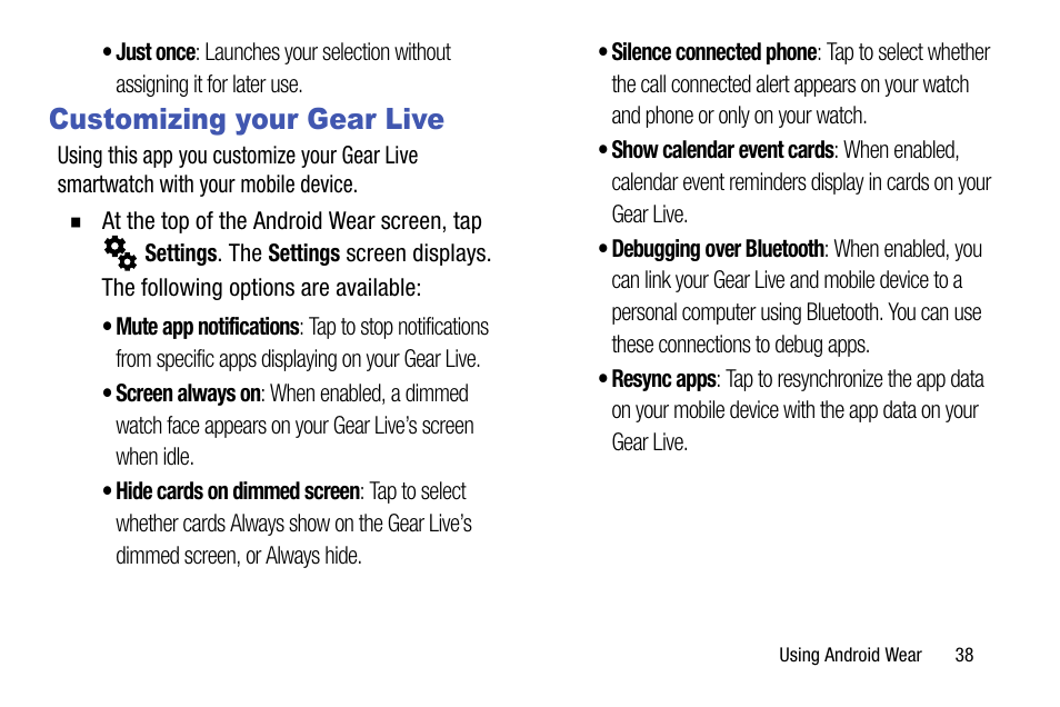 Customizing your gear live | Samsung SM-R3820ZKAXAR User Manual | Page 43 / 49