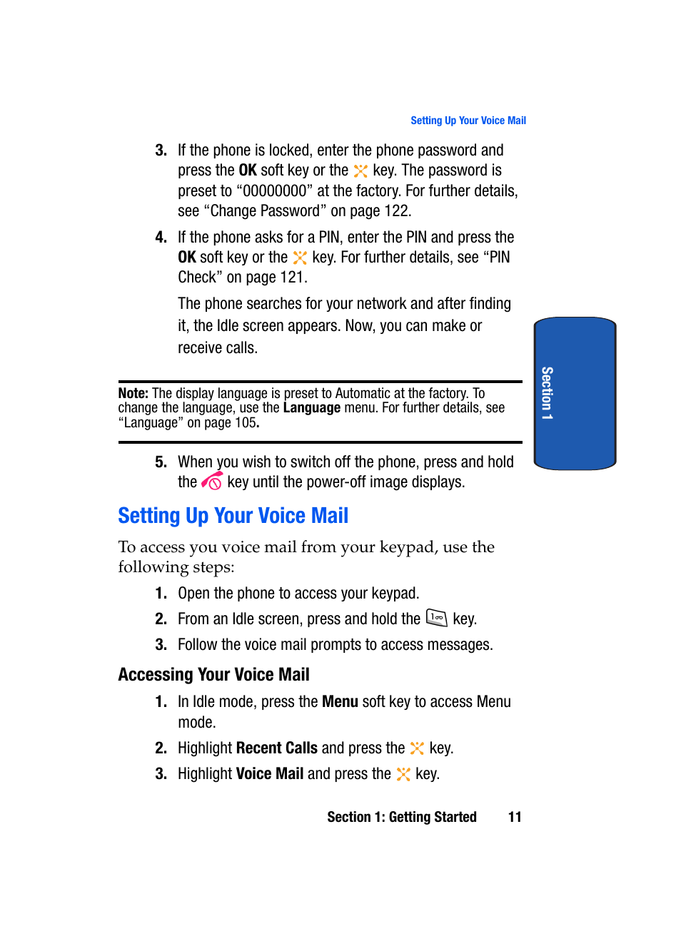 Setting up your voice mail | Samsung SEGD357MSACIN User Manual | Page 15 / 210